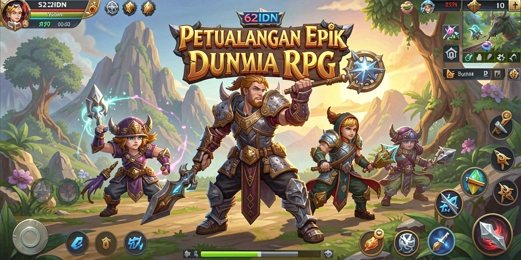 Screenshot menunjukkan aksi seru dalam pertarungan RPG.