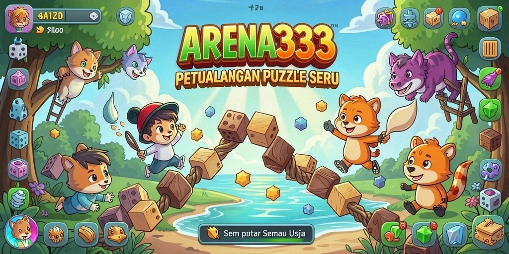 Tangkapan layar utama dari gameplay menampilkan teka-teki interaktif dan warna-warni.