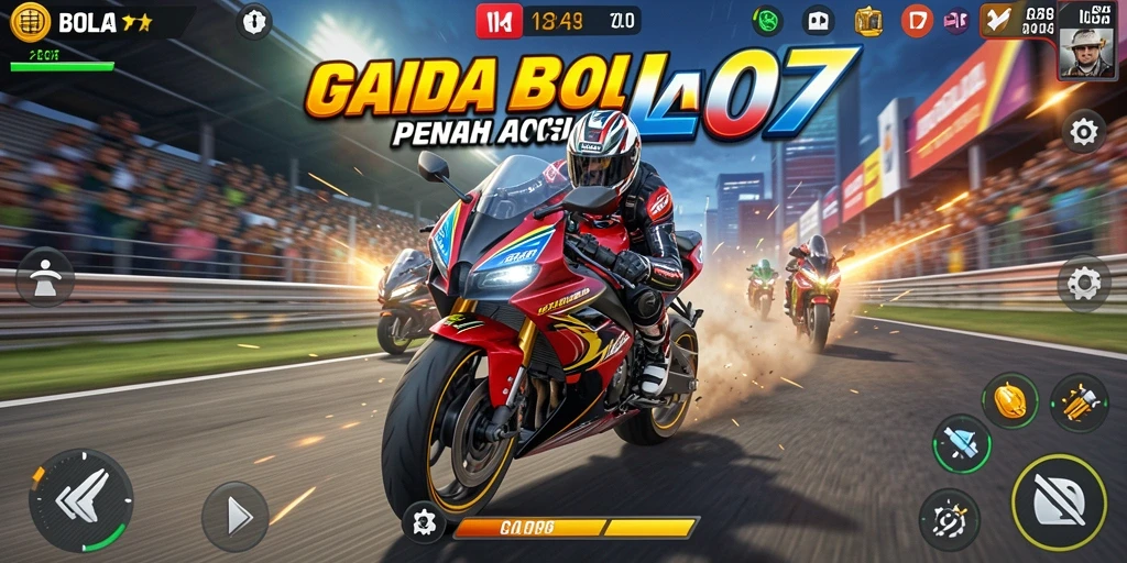Tampilan gameplay BOLA07 yang menegangkan saat balapan motor.