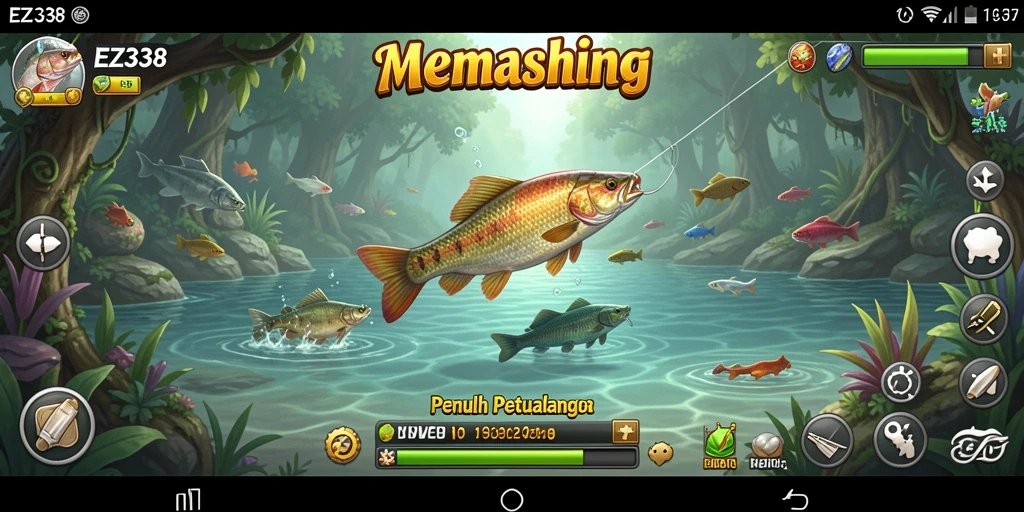 Tampilan gameplay EZ338 menunjukkan keseruan memancing nyata.