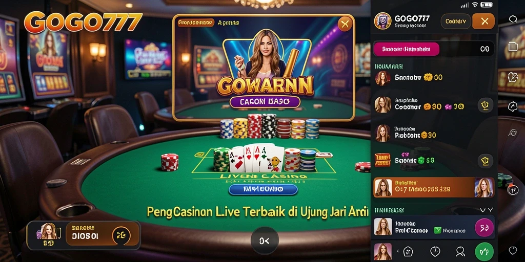 Screenshot GOGO77 menampilkan dealer langsung dalam aksi permainan Live Casino.