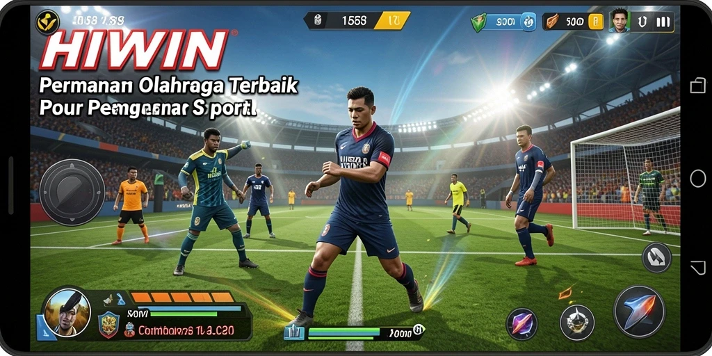 Screenshot gameplay HIWIN menampilkan aksi seru dalam pertandingan olahraga.