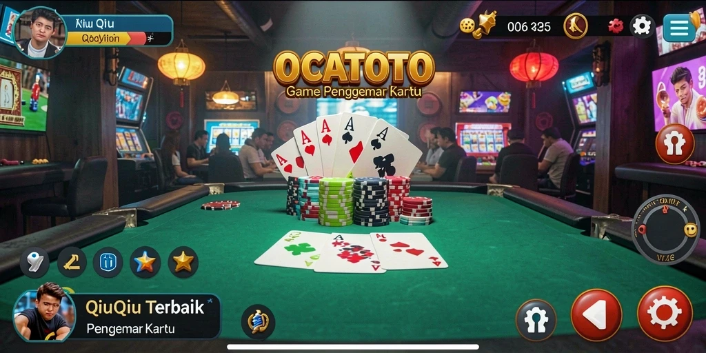 Gameplay seru dalam OCATOTO yang menunjukkan kartu yang dimainkan.