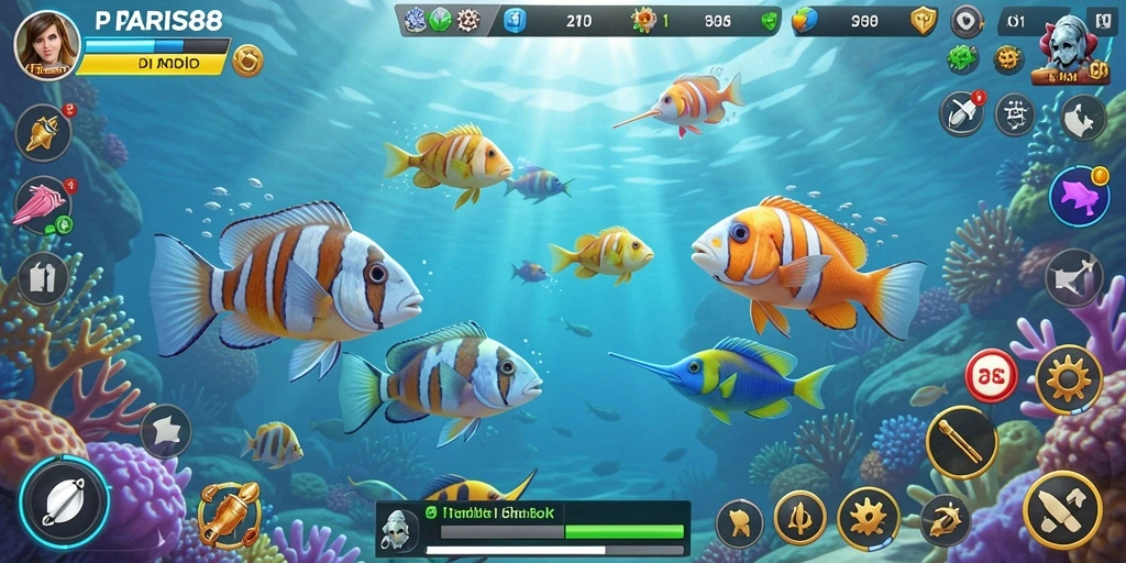 Tangkapan layar gameplay seru Tembak Ikan pada PARIS88.