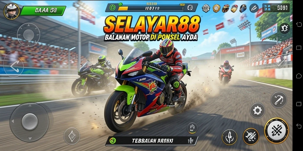Tampilan gameplay menarik dari balapan motor yang mendebarkan.
