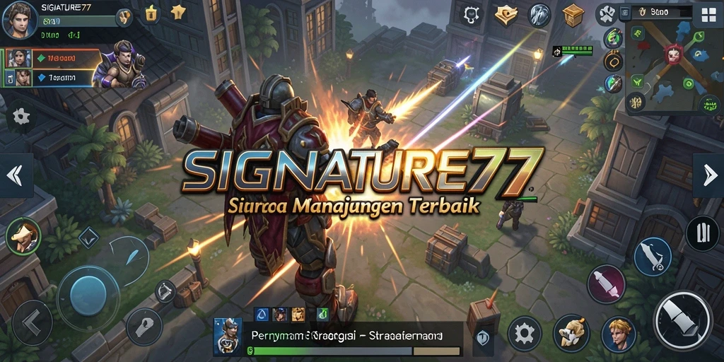 Screenshot gameplay <strong>SIGNATURE77</strong> menampilkan pertempuran strategis yang mendebarkan.