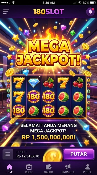 Tampilan antarmuka 180slot yang sederhana dan intuitif.